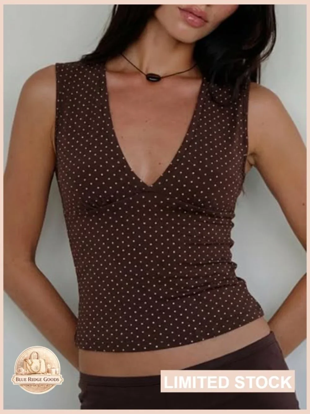 Deep V Neck Sleeveless Crop Top Stretchy Trendy Going Out Tank Top - Picture 2 of 7